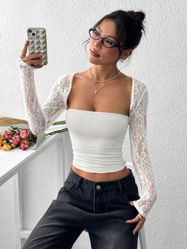 Lace Work Crop Top