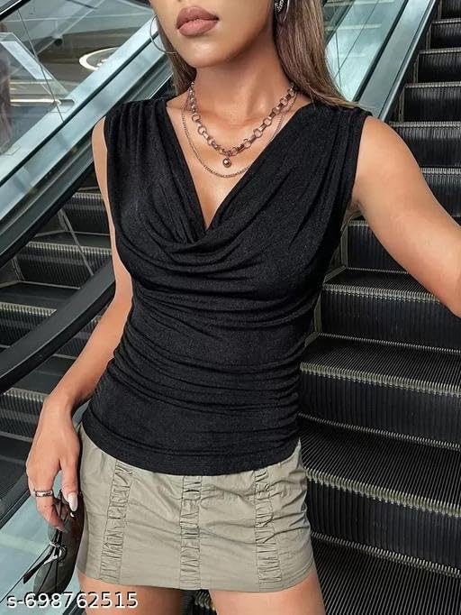 cowl neck sleeveless top