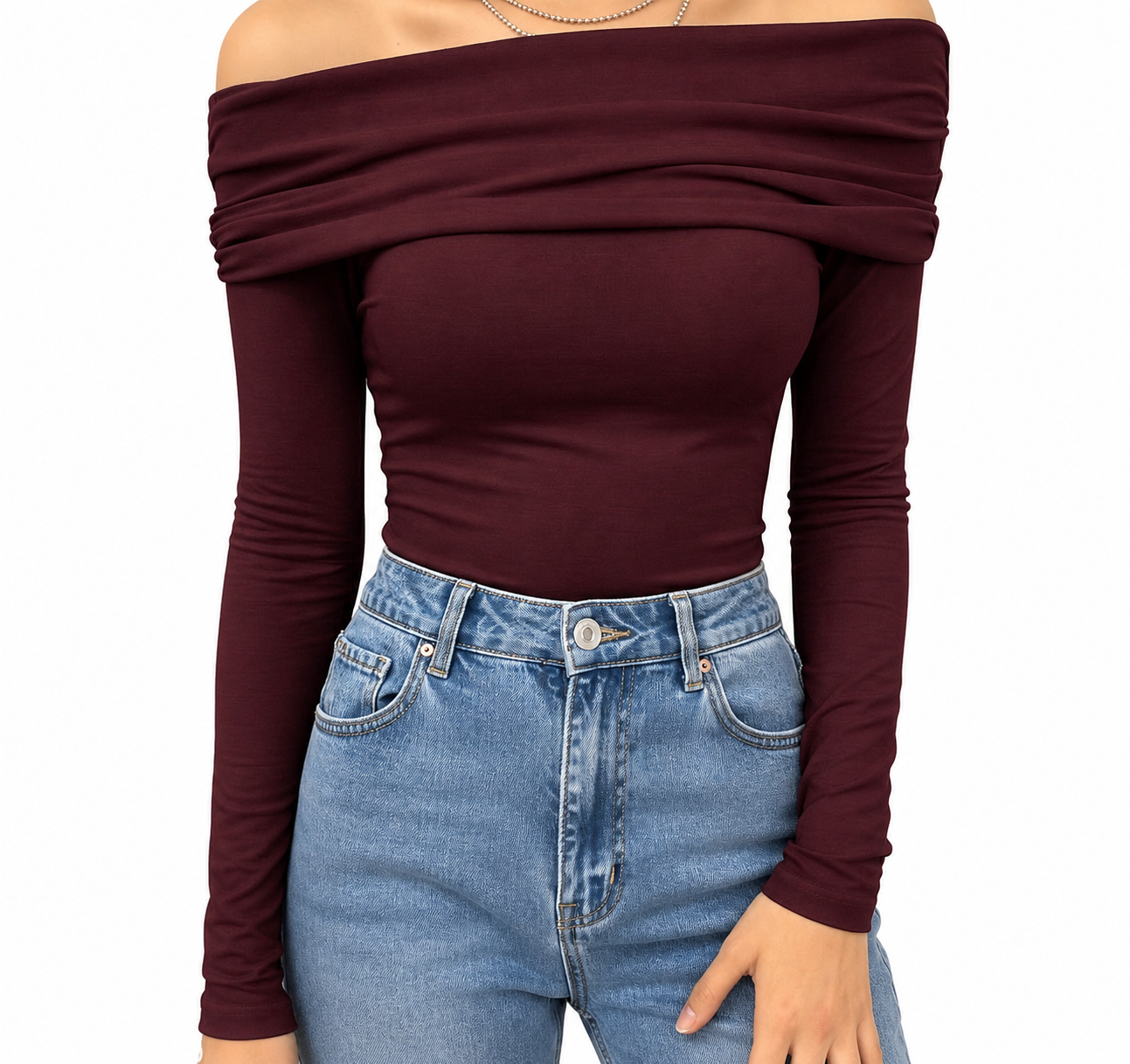 OOTDFY Women's Off Shoulder Full Sleeve Top product image 6