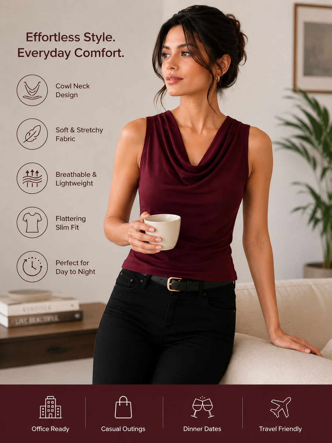 OOTDFY Women's Cowl Neck Top product image 15