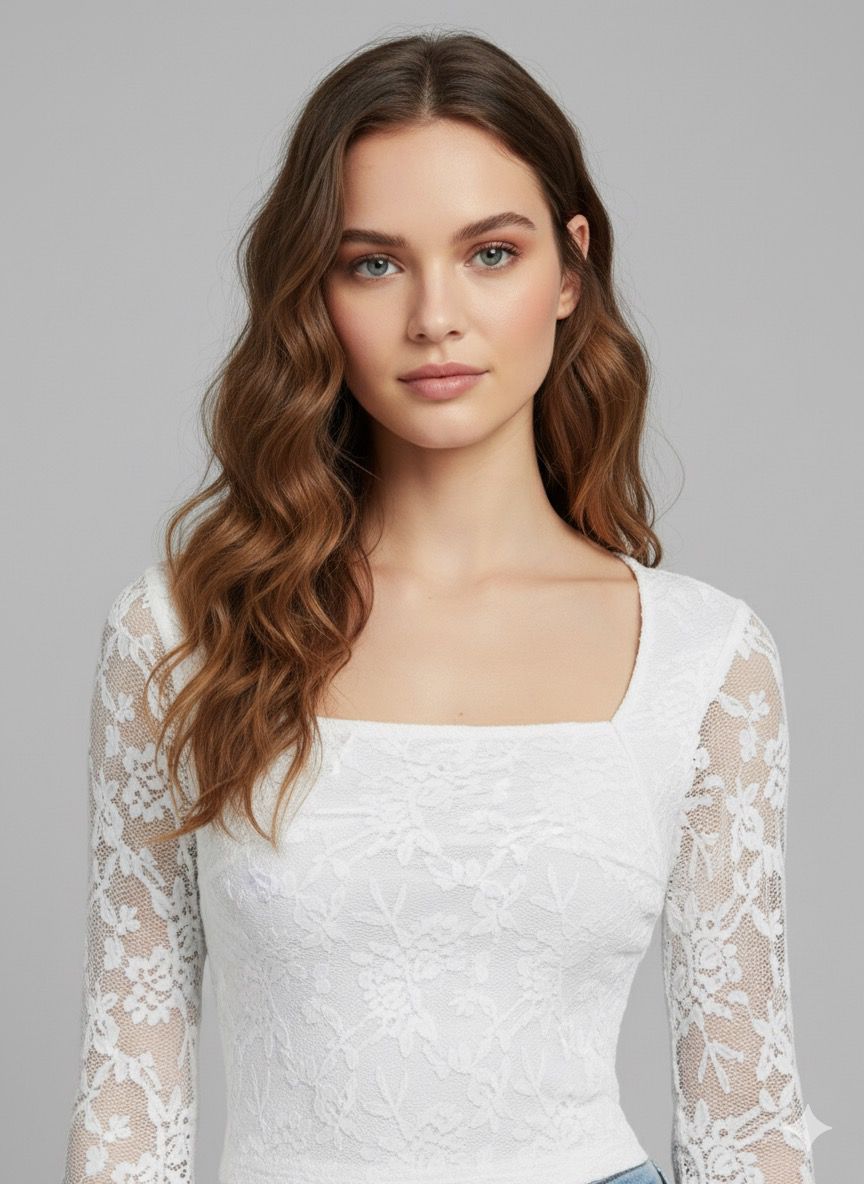 Yellow Bell Sleeve Lace Crop Top