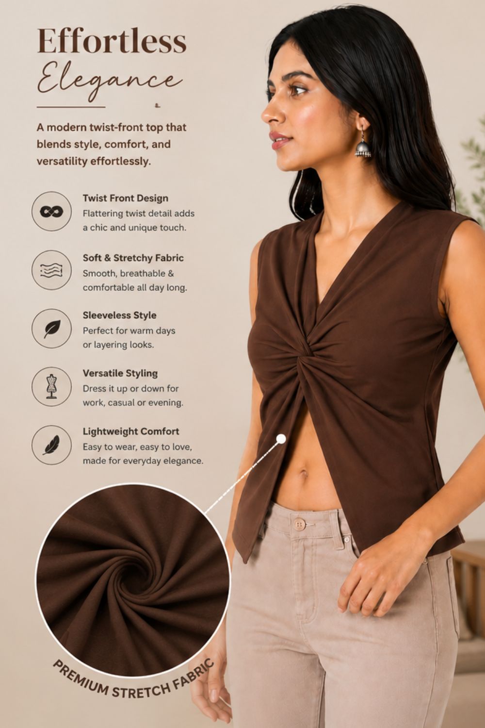 OOTDFY Women's Knot Front Slit Top product image 10