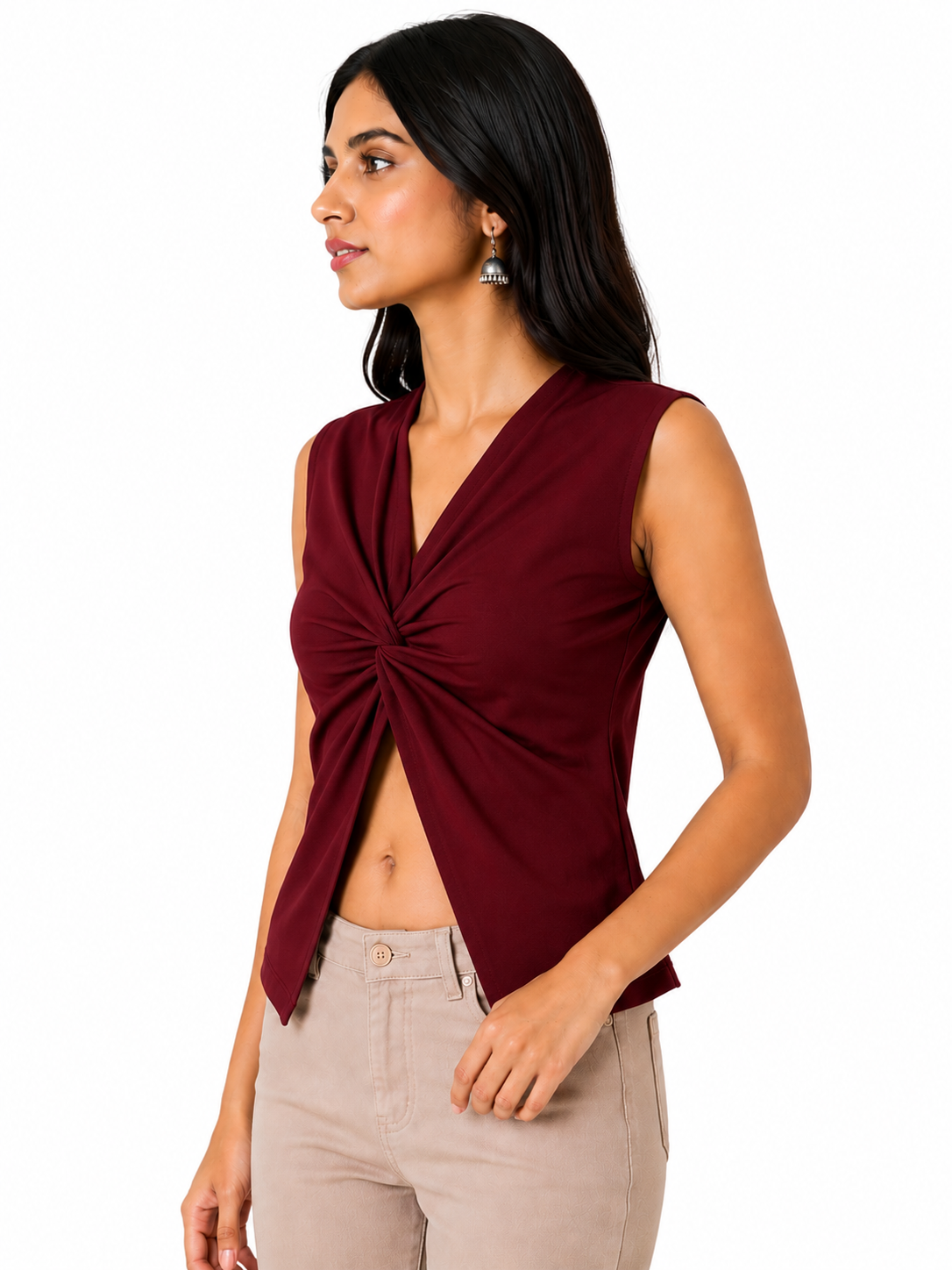 OOTDFY Women's Knot Front Slit Top product image 12
