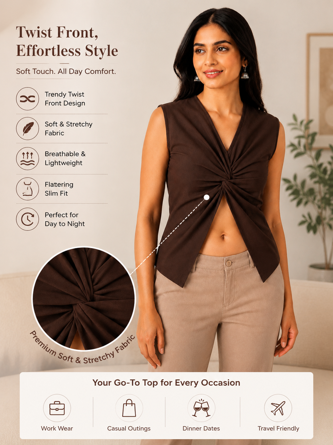 OOTDFY Women's Knot Front Open Top product image 10