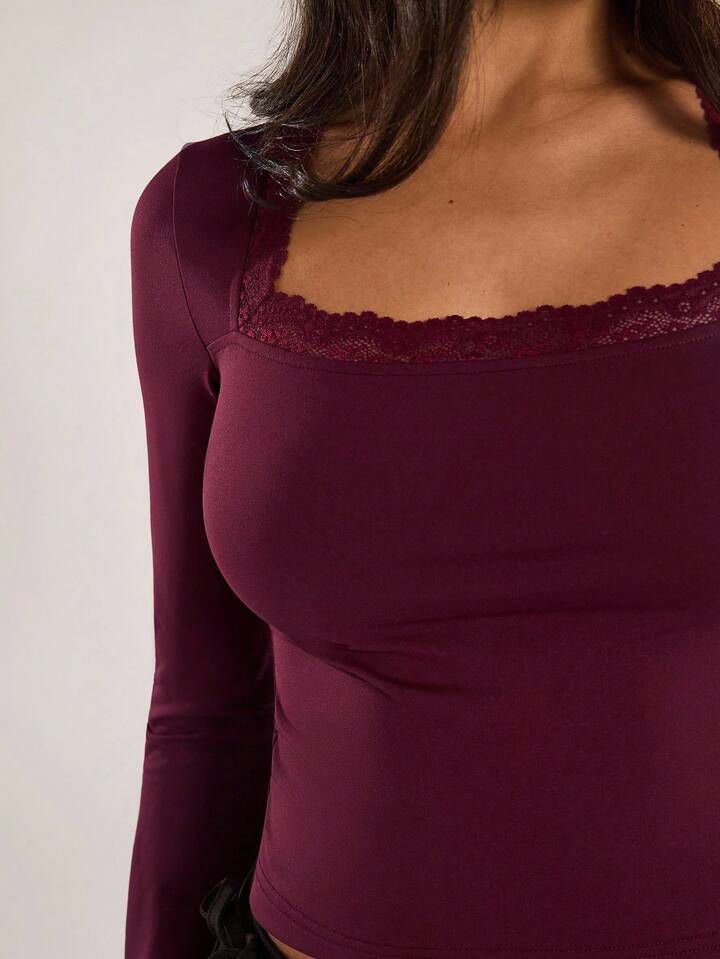 OOTDFY Women's Lace Bell Sleeve Top product image 11