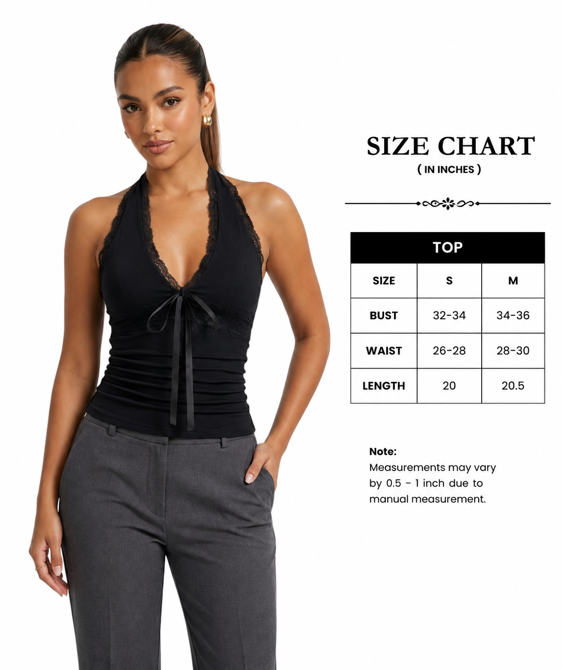 OOTDFY Women's Lace Halter Ribbon Top product image 5