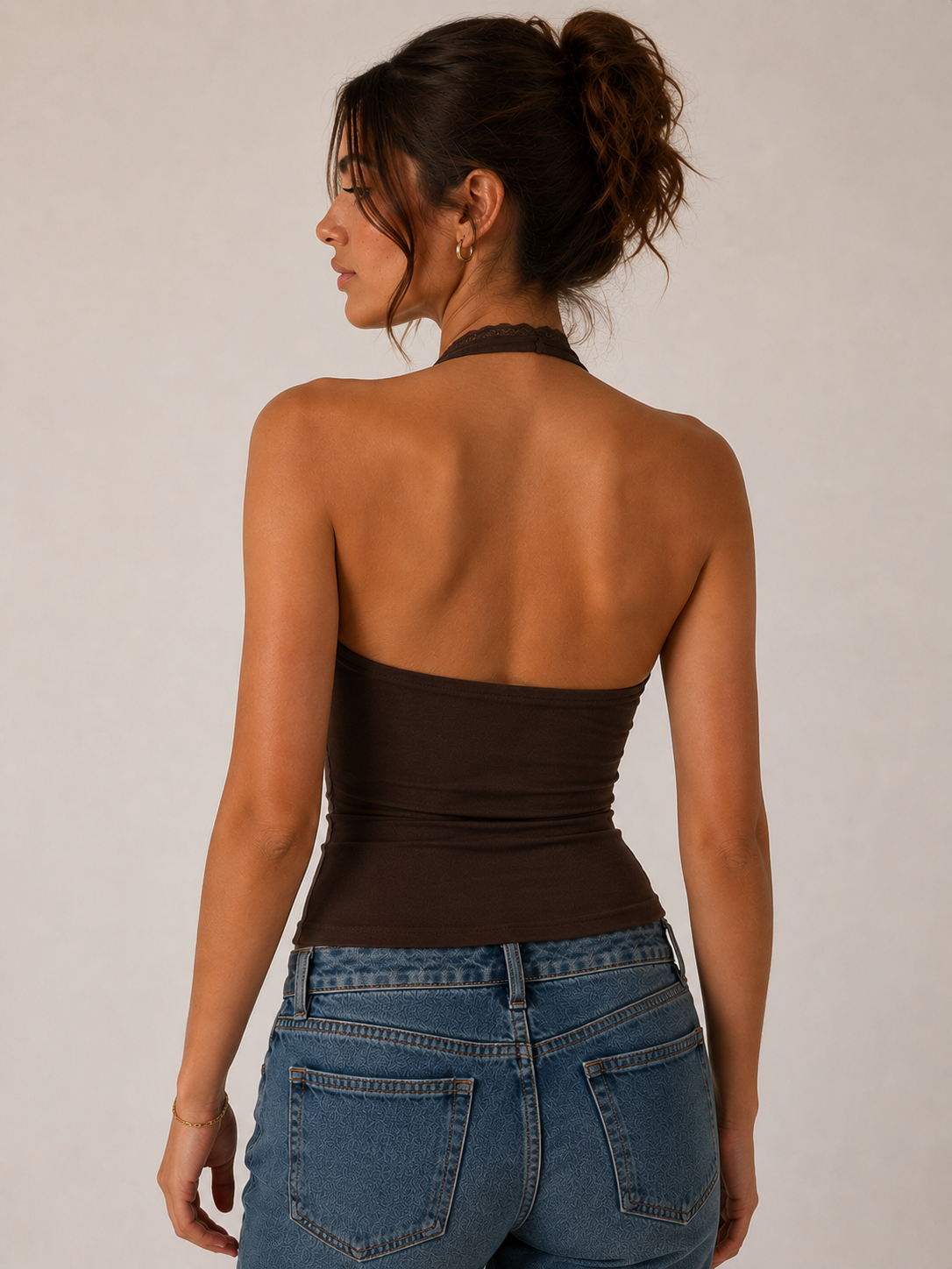 OOTDFY Women's Lace Halter Ribbon Top product image 8