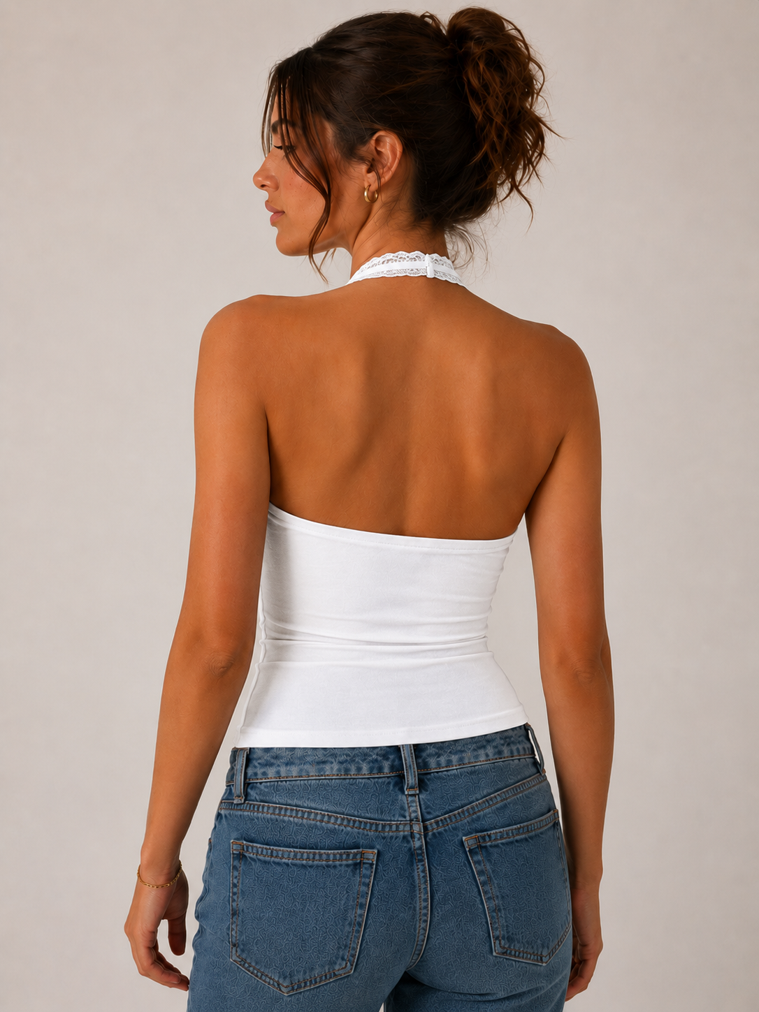 OOTDFY Women's Lace Halter Ribbon Top product image 20
