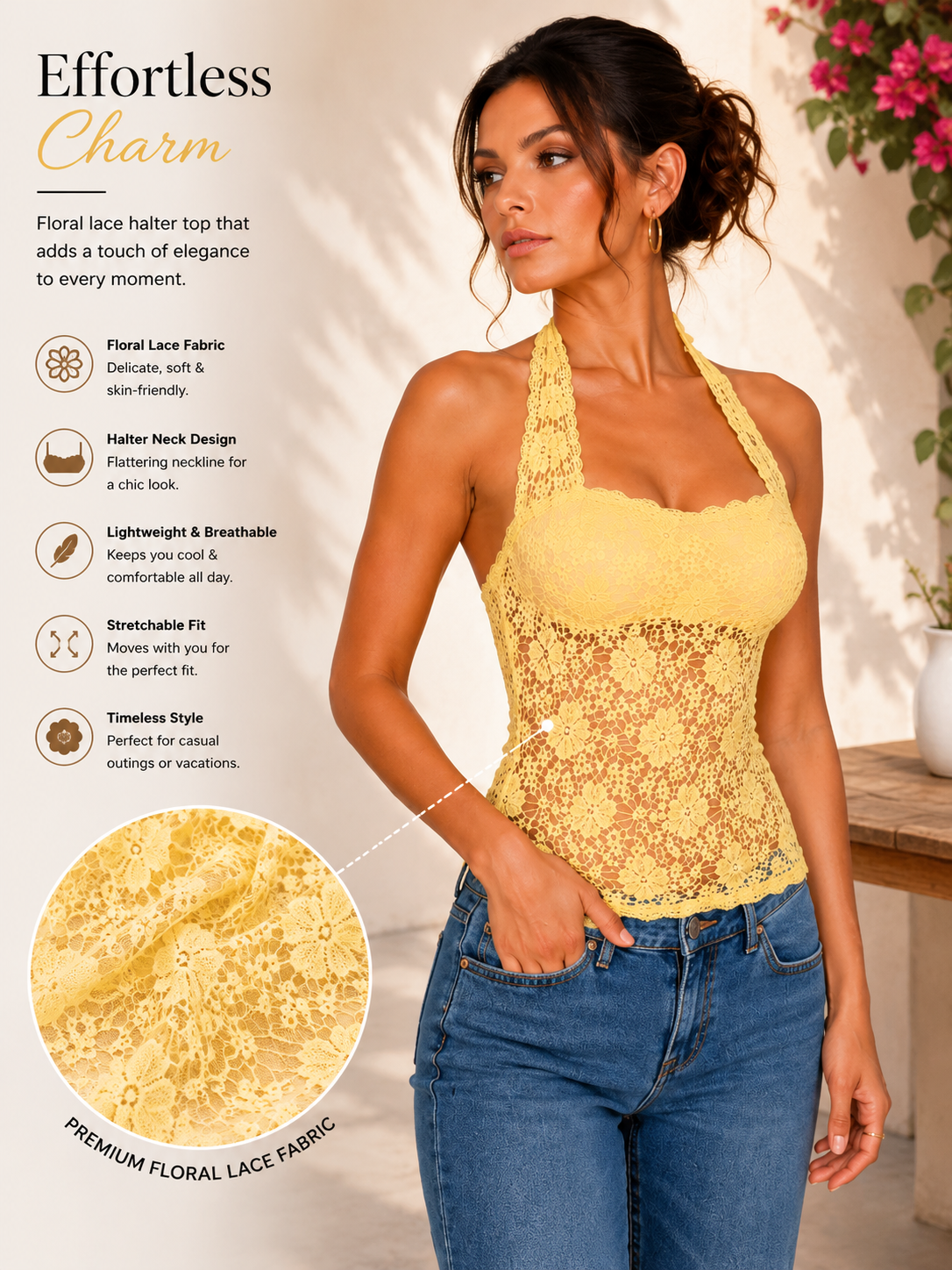 OOTDFY Women's Lace Halter Top product image 9