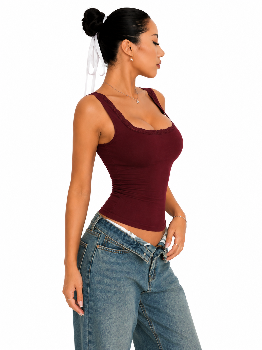 OOTDFY Women's Lace Square Neck Tank Top product image 10