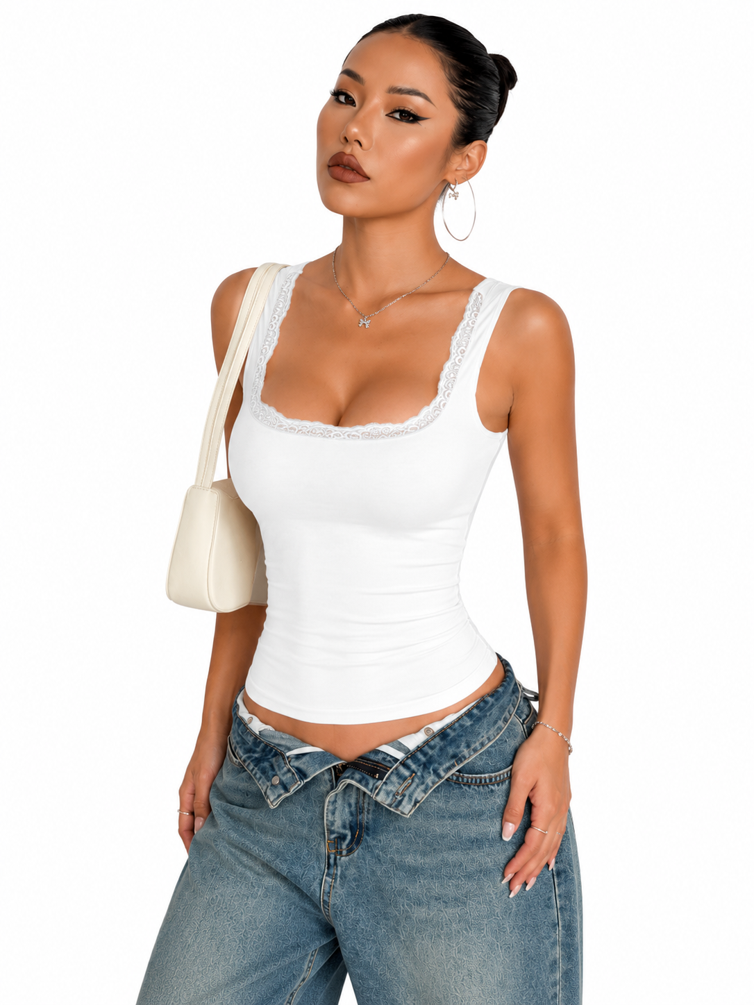 OOTDFY Women's Lace Square Neck Tank Top product image 18