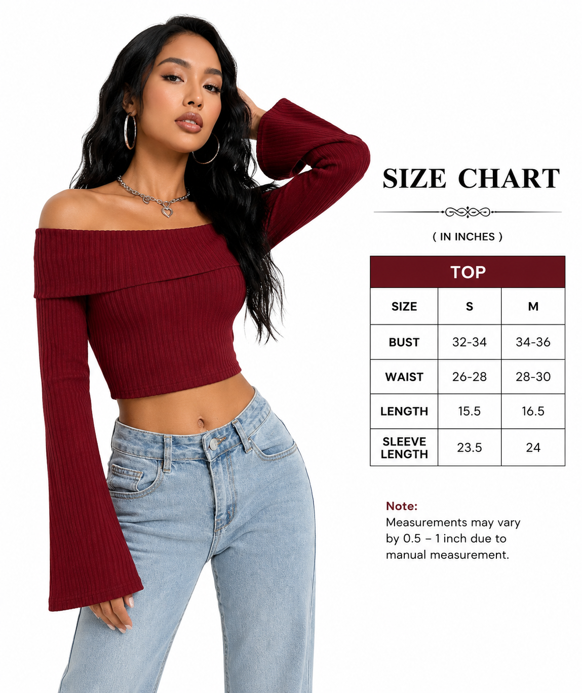 OOTDFY Women's Off Shoulder Bell Sleeve Top product image 10