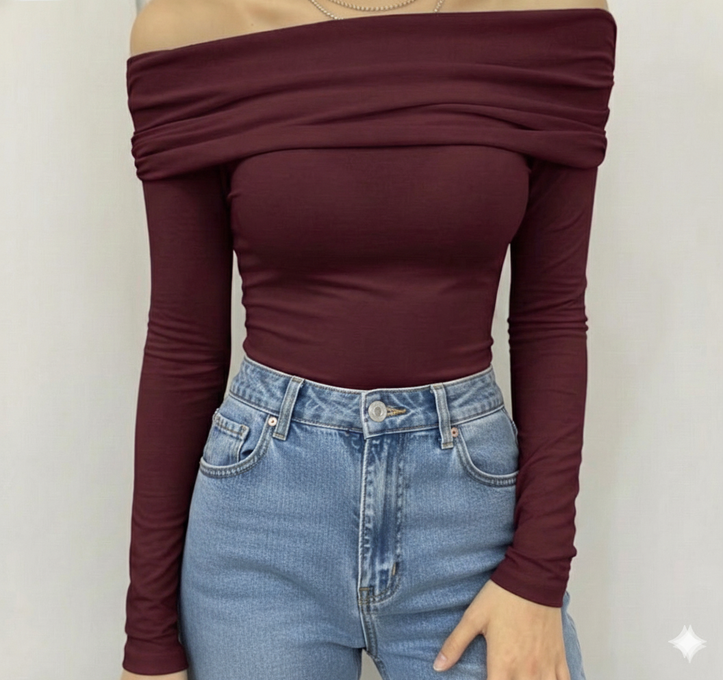 OOTDFY Women's Off Shoulder Full Sleeve Top product image 8