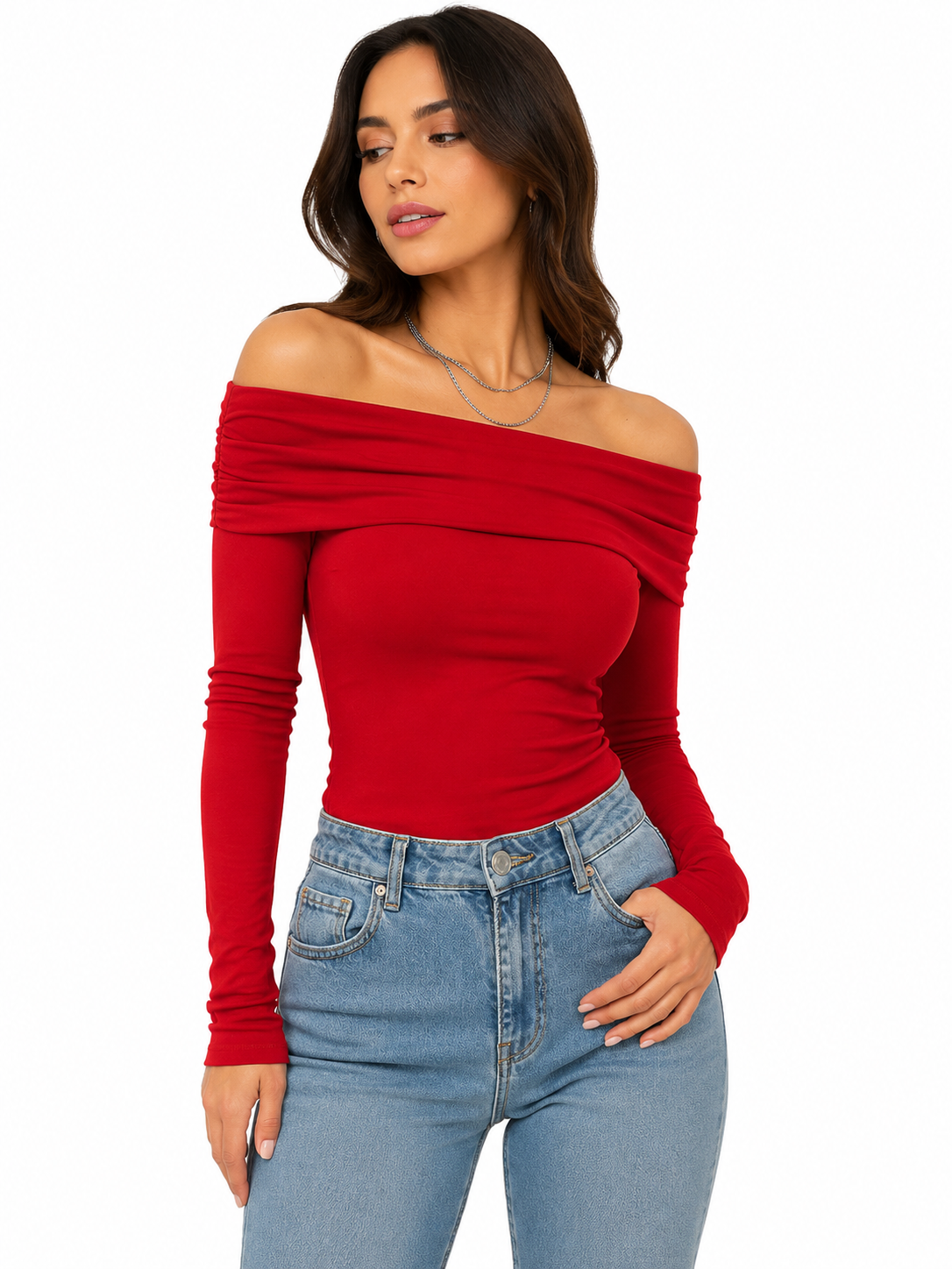 OOTDFY Women's Off Shoulder Full Sleeve Top product image 21
