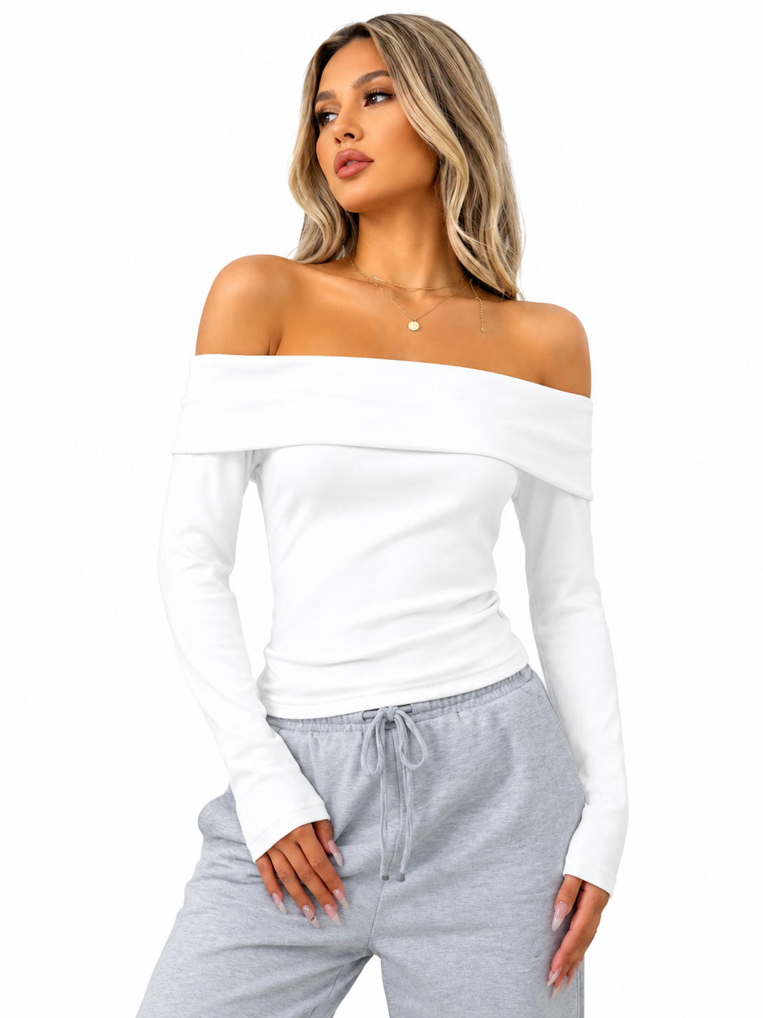 OOTDFY Women's Off Shoulder Full Sleeve Top product image 26